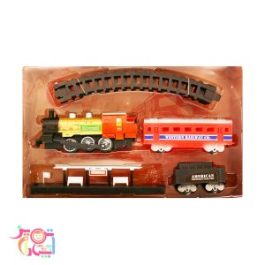 قطار قرمز کلاسیک با ایستگاه اسپادان تویز